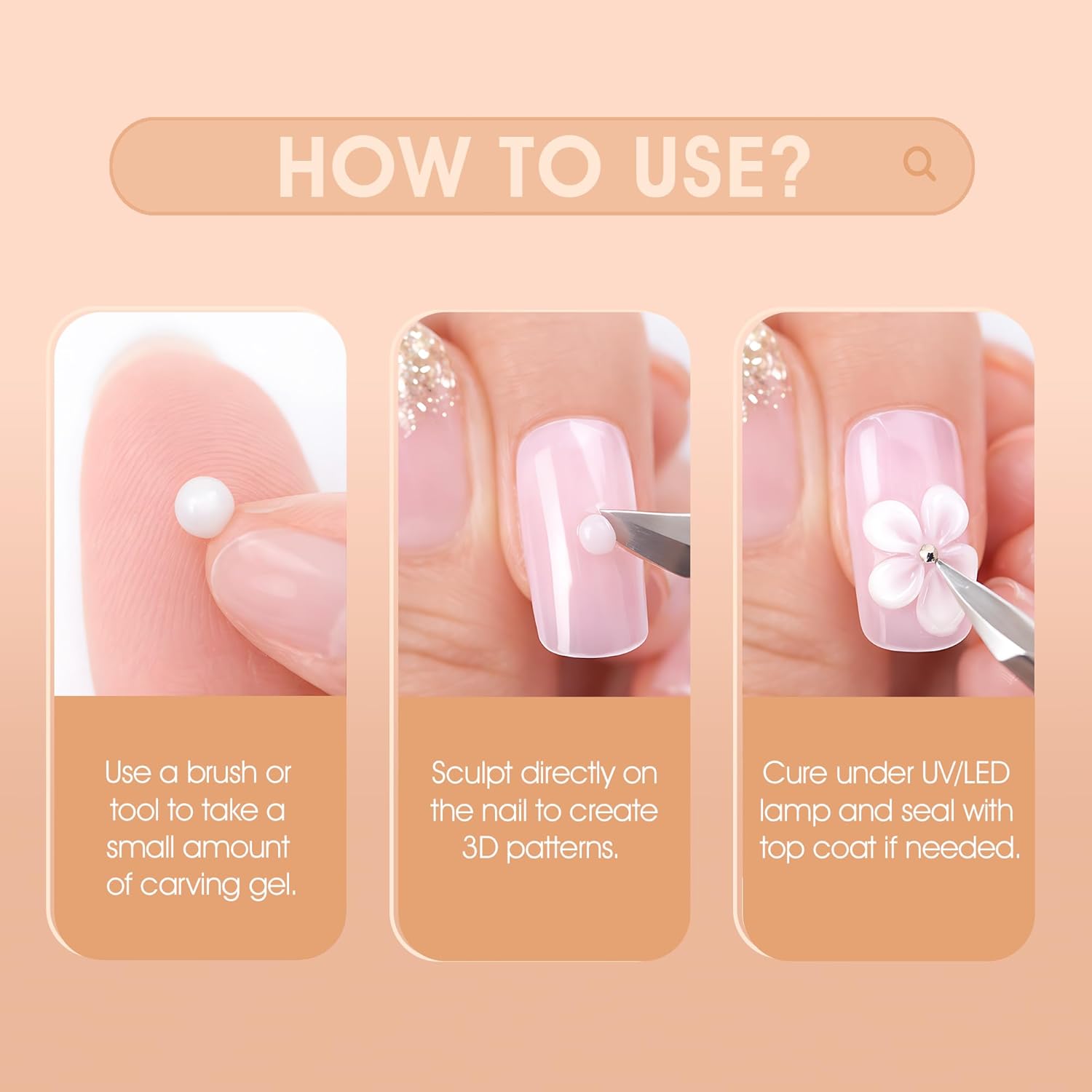 Fingertips Carving Designer Gel Shade 02 - White | 15gm Nail Extension & Sculpting Gel | UV LED Soak Off Carving Gel | Strong Hold | Professional Salon & DIY Use