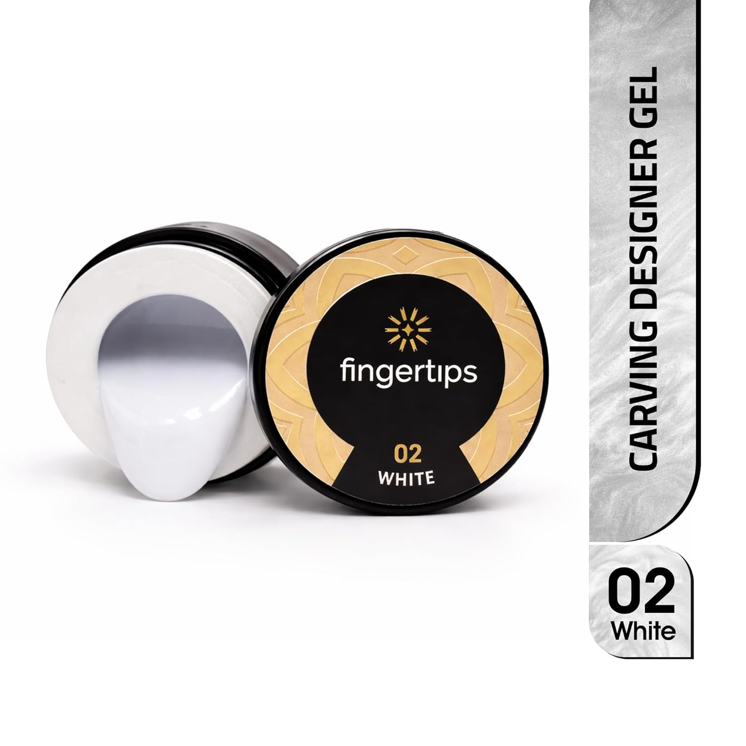 Fingertips Carving Designer Gel Shade 02 - White | 15gm Nail Extension & Sculpting Gel | UV LED Soak Off Carving Gel | Strong Hold | Professional Salon & DIY Use