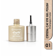 Fingertips Crystal Cat Eye Gel Polish Shade 01 - Champagne Crystal | 10ml Magnetic Cat Eye Gel Polish | Shimmer Effect | UV LED Soak Off | Long Lasting Professional Nail Gel