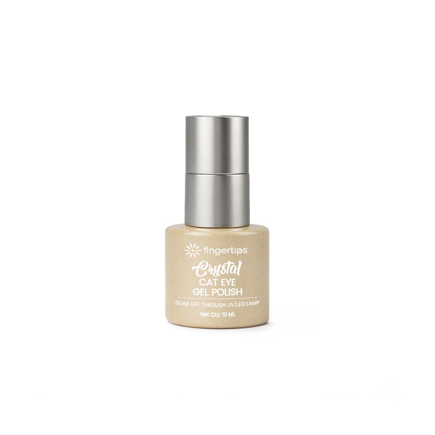 Fingertips Crystal Cat Eye Gel Polish Shade 01 - Champagne Crystal | 10ml Magnetic Cat Eye Gel Polish | Shimmer Effect | UV LED Soak Off | Long Lasting Professional Nail Gel