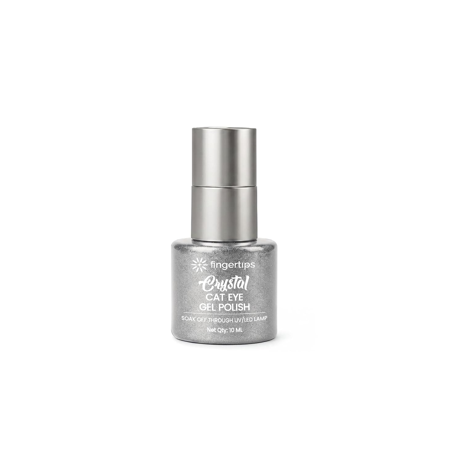Fingertips Crystal Cat Eye Gel Polish Shade 06 - Grey Gem | 10ml Magnetic Cat Eye Gel Polish | Shimmer Effect | UV LED Soak Off | Long Lasting Professional Nail Gel