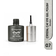 Fingertips Crystal Cat Eye Gel Polish Shade 07 - Obsidian | 10ml Magnetic Cat Eye Gel Polish | Shimmer Effect | UV LED Soak Off | Long Lasting Professional Nail Gel