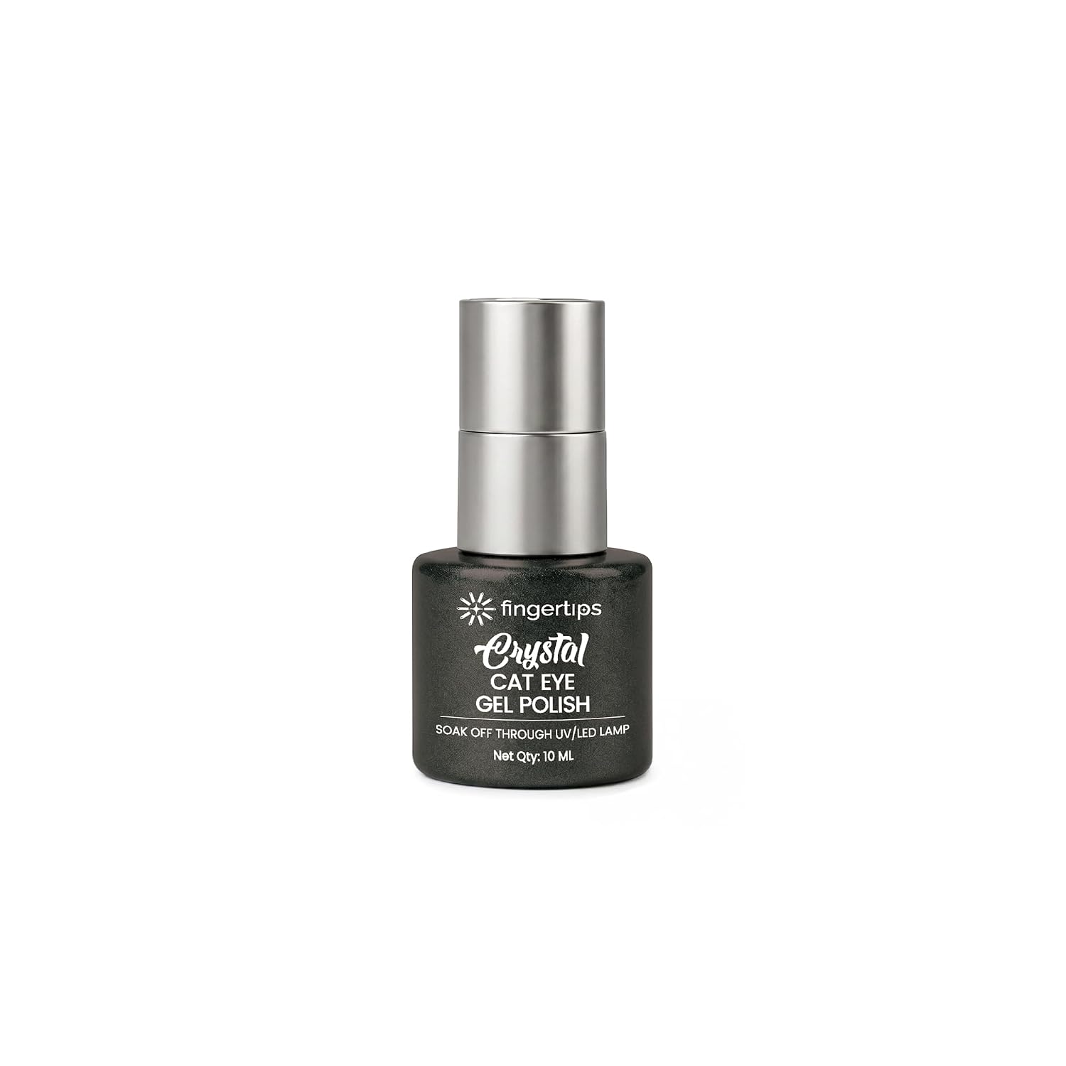Fingertips Crystal Cat Eye Gel Polish Shade 07 - Obsidian | 10ml Magnetic Cat Eye Gel Polish | Shimmer Effect | UV LED Soak Off | Long Lasting Professional Nail Gel