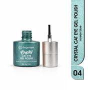 Fingertips Crystal Cat Eye Gel Polish Shade 04 - Ocean Blue | 10ml Magnetic Cat Eye Gel Polish | Shimmer Effect | UV LED Soak Off | Long Lasting Professional Nail Gel