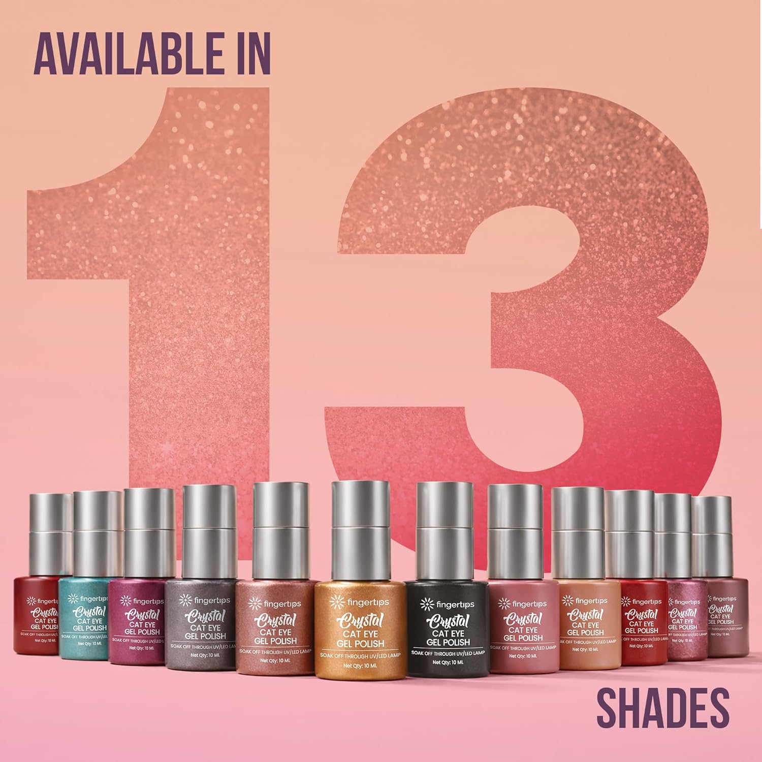Fingertips Crystal Cat Eye Gel Polish Shade 10 - Imperial Ruby | 10ml Magnetic Cat Eye Gel Polish | Shimmer Effect | UV LED Soak Off | Long Lasting Professional Nail Gel