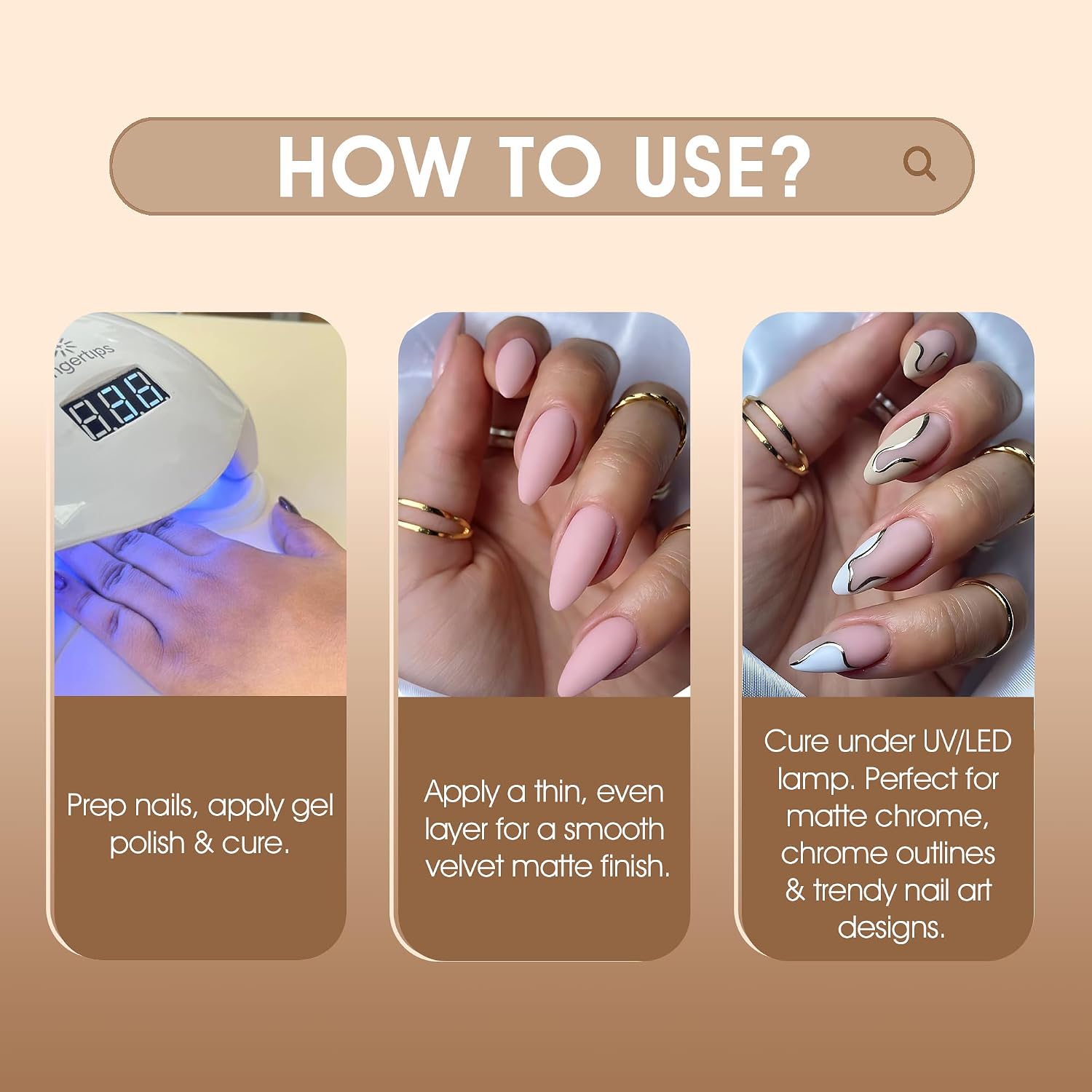 Fingertips Russian Matte Top Coat 16ml | No Wipe Matte Gel Top Coat | Long Lasting Velvet Matte Finish | UV LED Soak Off | Scratch Resistant