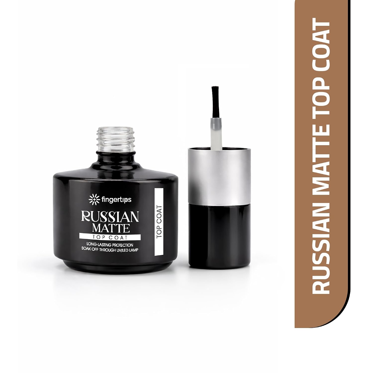Fingertips Russian Matte Top Coat 16ml | No Wipe Matte Gel Top Coat | Long Lasting Velvet Matte Finish | UV LED Soak Off | Scratch Resistant