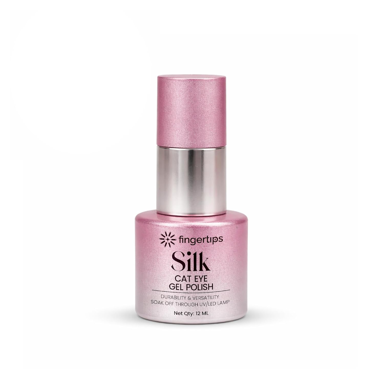 Fingertips Silk Cat Eye Gel Nail Polish Shade 03 - Blush Pink | Magnetic Cat Eye UV LED Soak Off Gel Polish | Long Lasting High Shine Glitter Nail Art Gel | Professional Salon Finish | 12ml