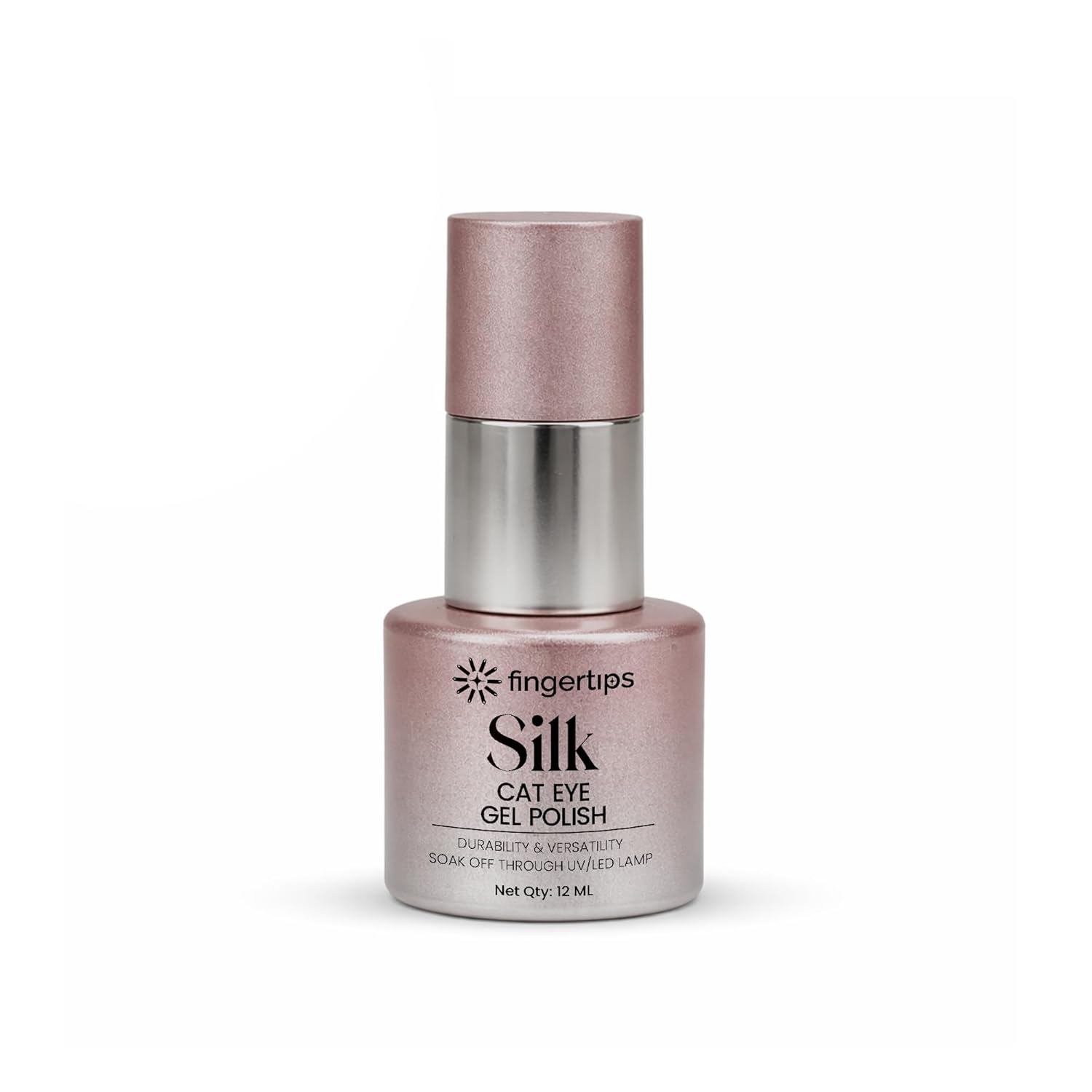 Fingertips Silk Cat Eye Gel Nail Polish Shade 04 - Mauve Taupe | Magnetic Cat Eye UV LED Soak Off Gel Polish | Long Lasting High Shine Glitter Nail Art Gel | Professional Salon Finish | 12ml
