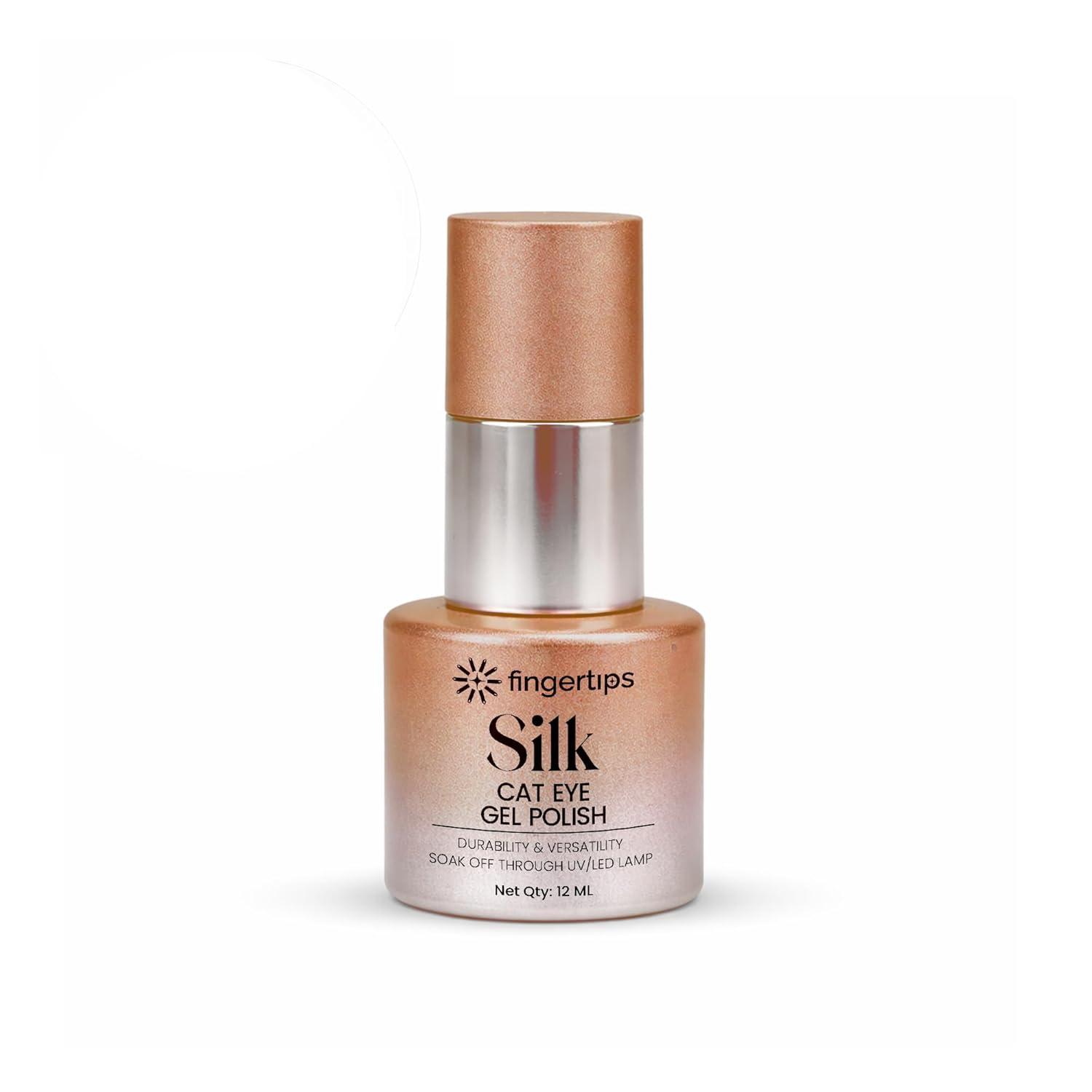 Fingertips Silk Cat Eye Gel Nail Polish Shade 05 - Moonstone | Magnetic Cat Eye UV LED Soak Off Gel Polish | Long Lasting High Shine Glitter Nail Art Gel | Professional Salon Finish | 12ml