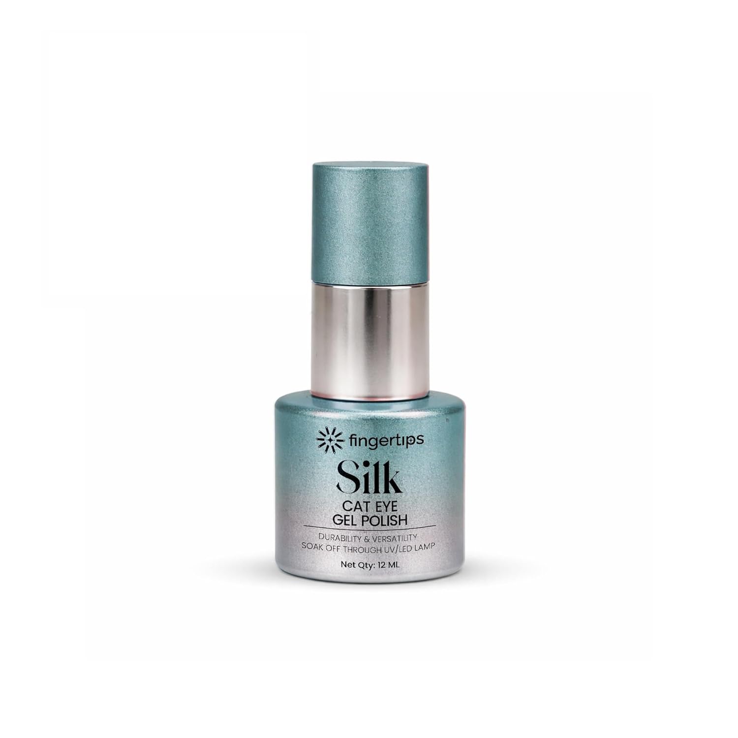 Fingertips Silk Cat Eye Gel Nail Polish Shade 07 - Aqua Marine | Magnetic Cat Eye UV LED Soak Off Gel Polish | Long Lasting High Shine Glitter Nail Art Gel | Professional Salon Finish | 12ml
