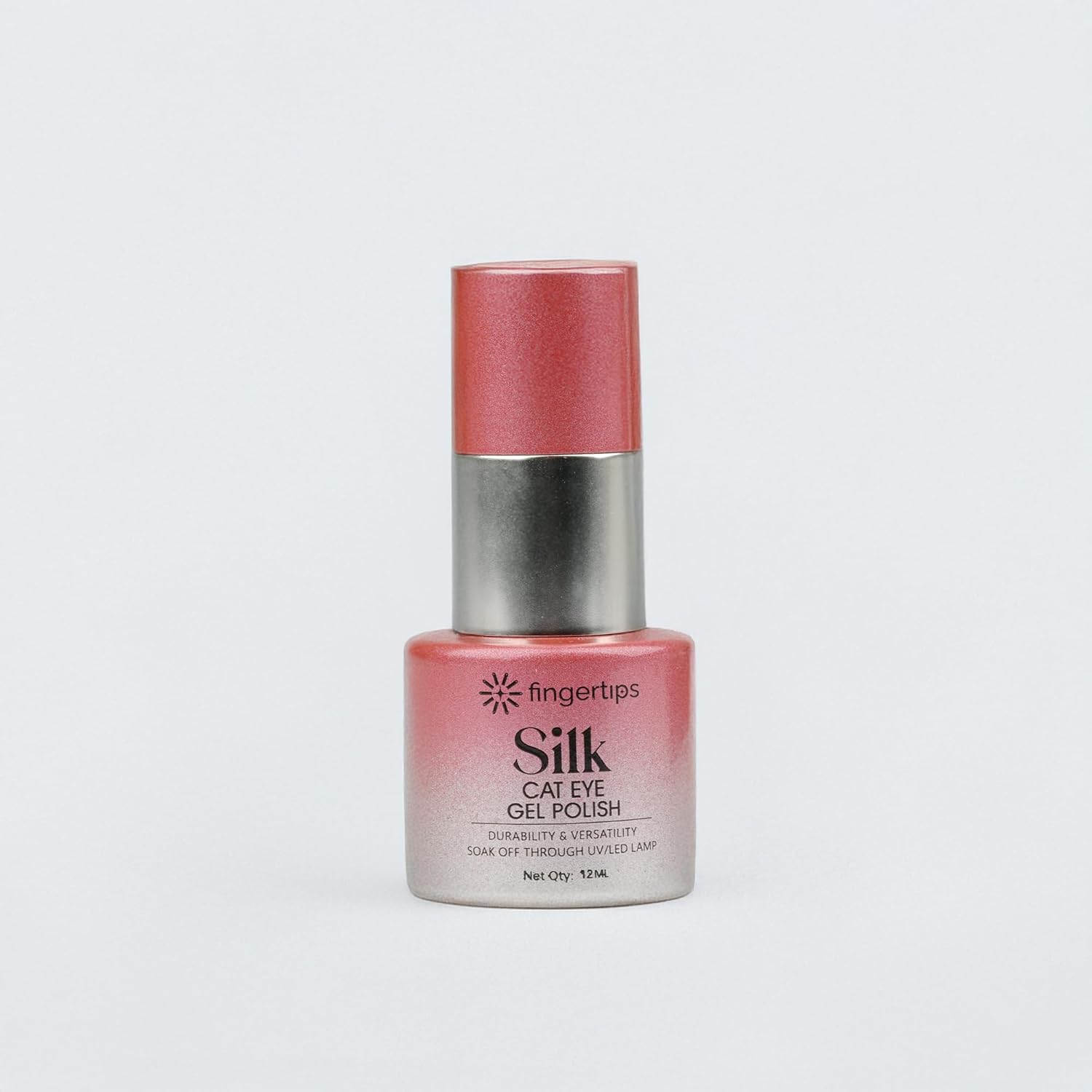 Fingertips Silk Cat Eye Gel Nail Polish Shade 08 - Rose Ember | Magnetic Cat Eye UV LED Soak Off Gel Polish | Long Lasting High Shine Glitter Nail Art Gel | Professional Salon Finish | 12ml