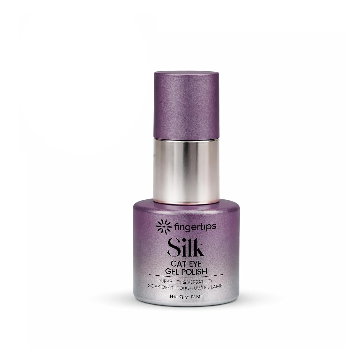 Fingertips Silk Cat Eye Gel Nail Polish Shade 09 - Mystic Violet | Magnetic Cat Eye UV LED Soak Off Gel Polish | Long Lasting Glitter Nail Art Gel | Professional Salon Finish | 12ml