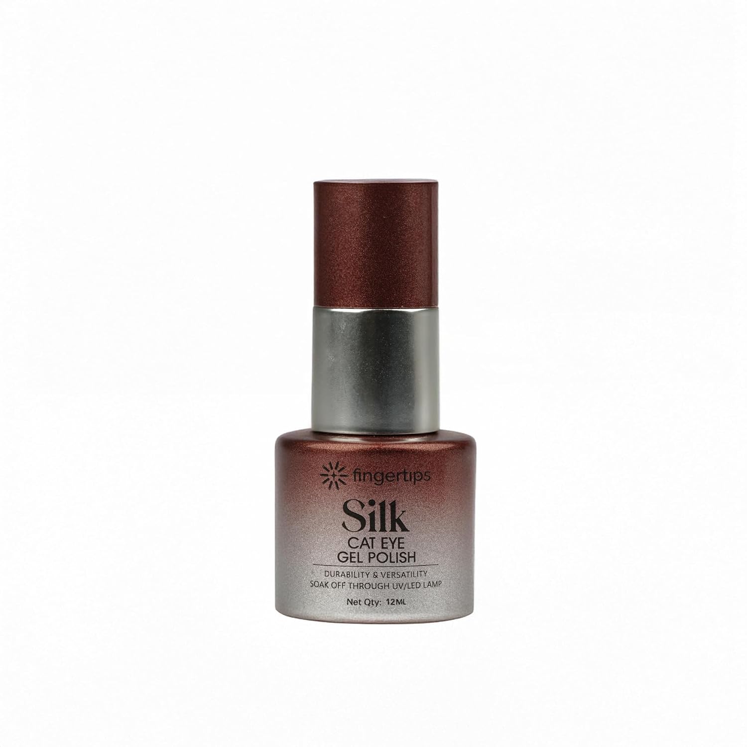 Fingertips Silk Cat Eye Gel Nail Polish Shade 10 - Burnt Rust | Magnetic Cat Eye UV LED Soak Off Gel Polish | Long Lasting High Shine Glitter Nail Art Gel | Professional Salon Finish | 12ml