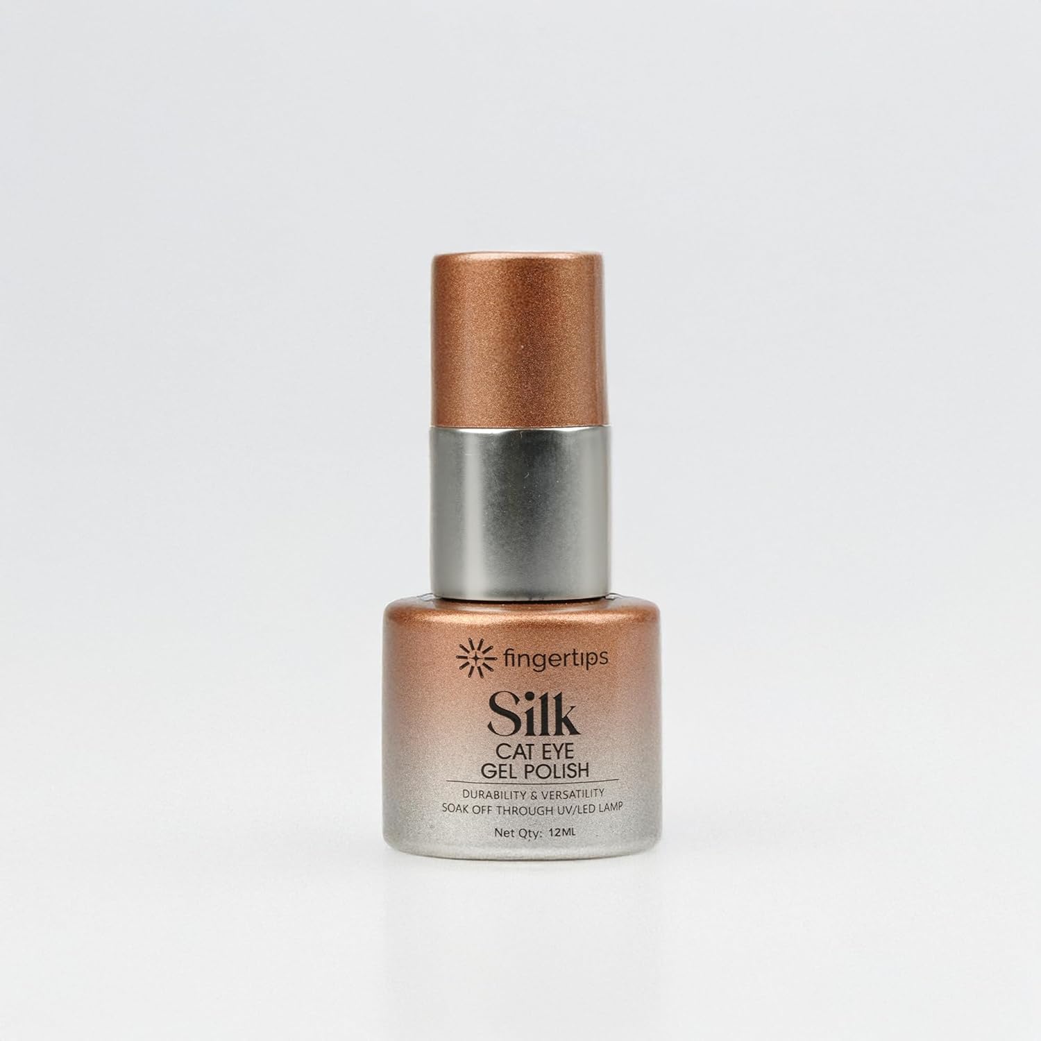 Fingertips Silk Cat Eye Gel Nail Polish Shade 11 - Metallic Copper | Magnetic Cat Eye UV LED Soak Off Gel Polish | Long Lasting High Shine Glitter Nail Art Gel | Professional Salon Finish | 12ml