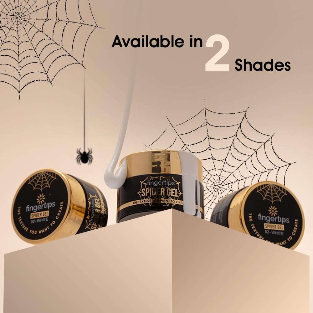 Fingertips Spider Gel for Nail Art Black Shade 01 | Ultra Stretchy & Elastic Nail Art Gel | Long Lasting UV LED Spider Gel | Professional Salon & DIY Use