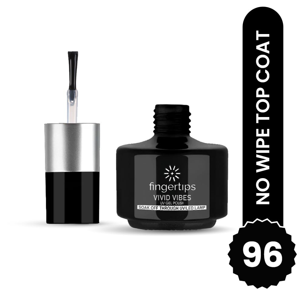 Fingertips Vivid Vibes No Wipe Top Coat Gel Polish 16ml | Ultra Glossy Long Lasting UV LED Gel Top Coat
