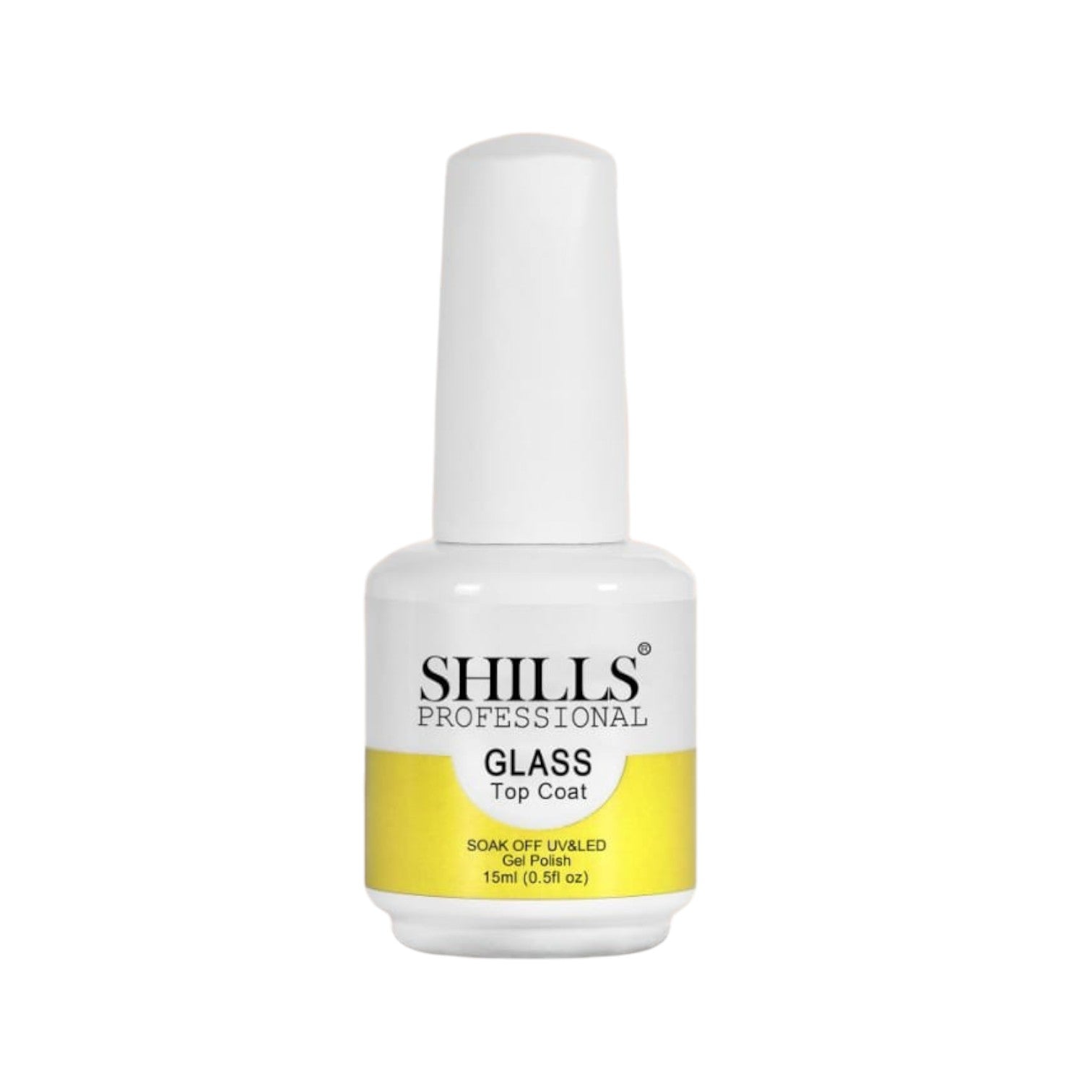 Shills Professional Glass Top Coat – Ultra Clear Gel Finish | UV/LED Soak-Off Top Coat (15ml)