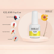 Shills Professional Glass Top Coat – Ultra Clear Gel Finish | UV/LED Soak-Off Top Coat (15ml)