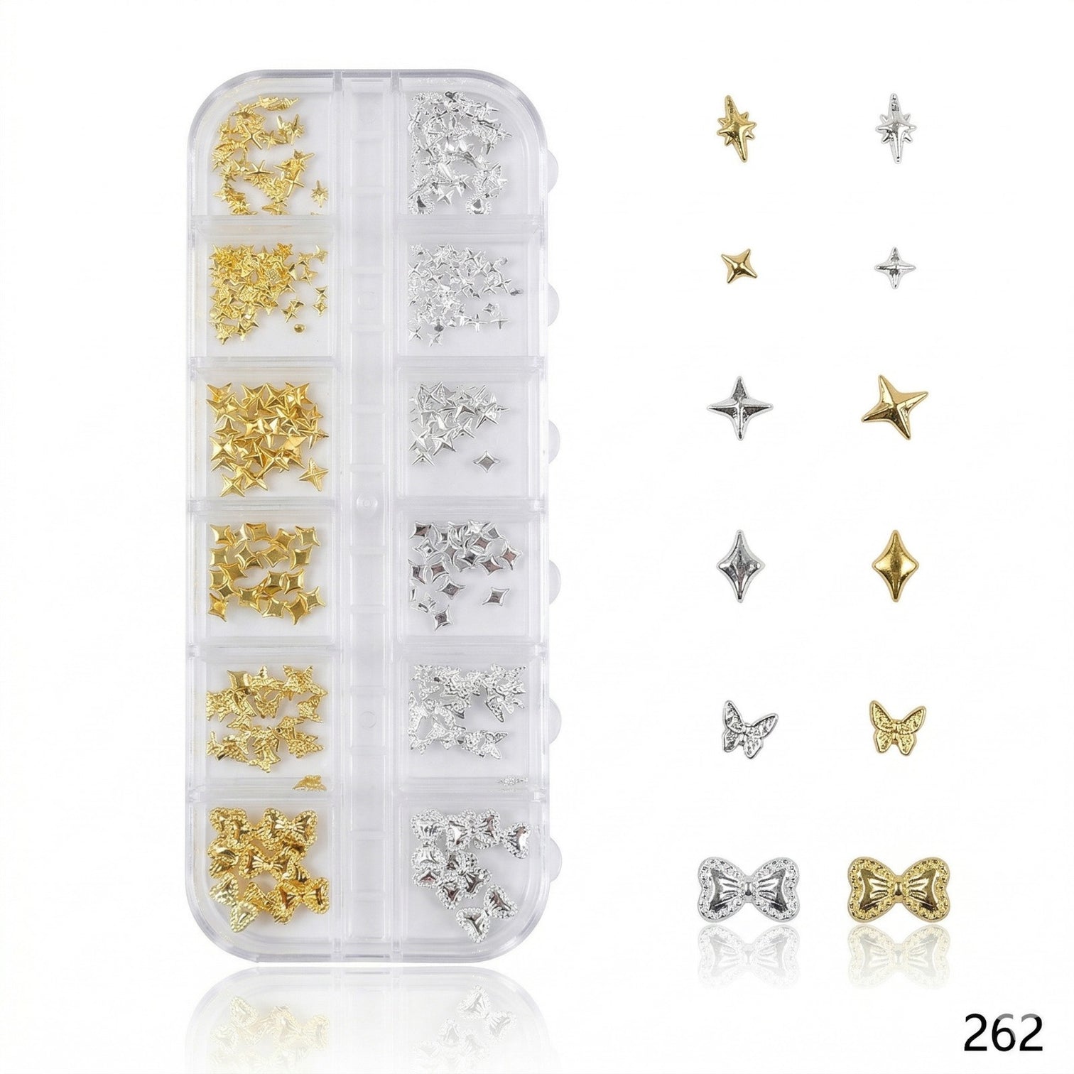 Gold & Silver Star Nail Charms Kit – Mini 3D Nail Art Decoration Set
