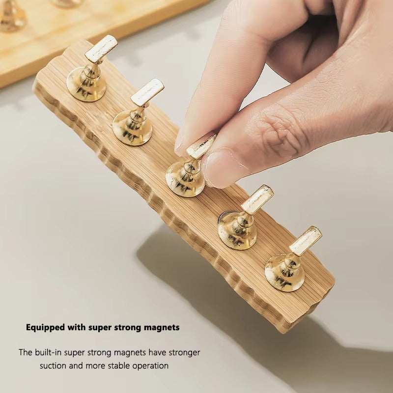 Sevyn Colors Premium Magnetic Nail Art Practice Stand with Super Strong Magnets – 5-Piece Tip Holder Set with Wooden Base