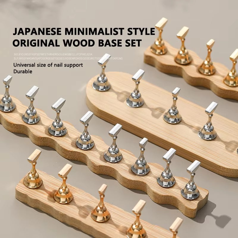Sevyn Colors Premium Magnetic Nail Art Practice Stand with Super Strong Magnets – 5-Piece Tip Holder Set with Wooden Base
