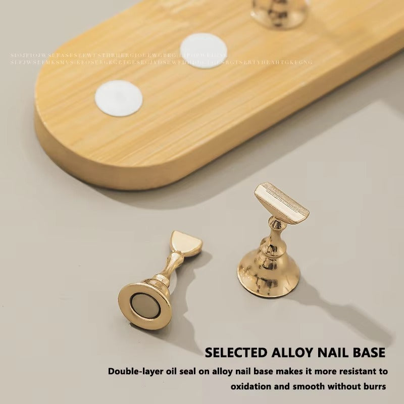 Sevyn Colors Premium Magnetic Nail Art Practice Stand with Super Strong Magnets – 5-Piece Tip Holder Set with Wooden Base