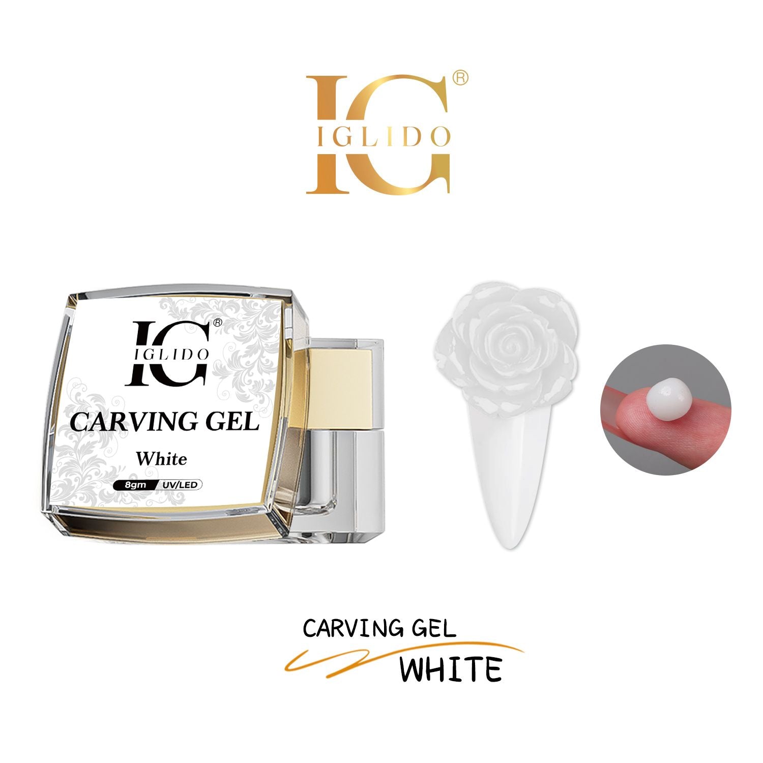 IGLIDO Carving Gel White 8gm – 3D Nail Art Sculpting Gel UV/LED
