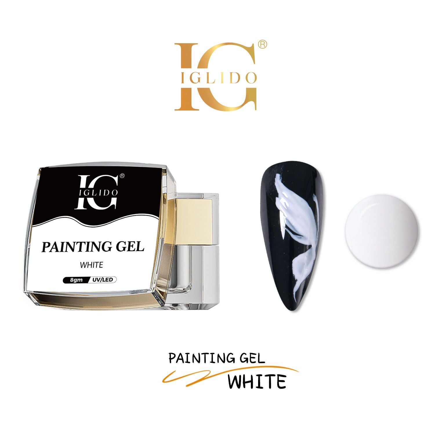 IGLIDO Painting Gel White 8gm – Professional Nail Art UV/LED Gel