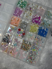 Sevyn Colors 3D Nail Art Decoration Kit – 24-Grid Mixed Nail Accessories for DIY Nail Art, Resin, & Crafts