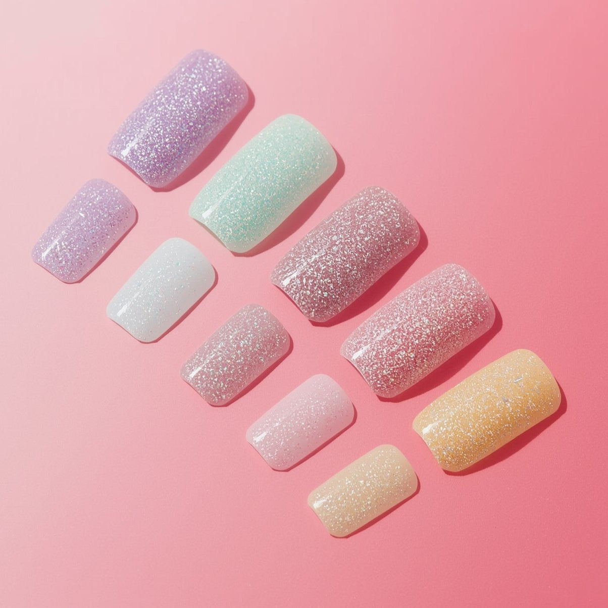Sevyn Colors Glitter Ombre Press-On Nails – Set of 24 with Prep Kit | Durable, Salon-Quality Manicure at Home
