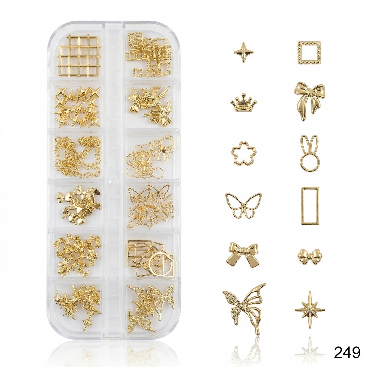 Luxury Gold Nail Charms Kit – Premium 3D Metal Nail Art Decoration Set