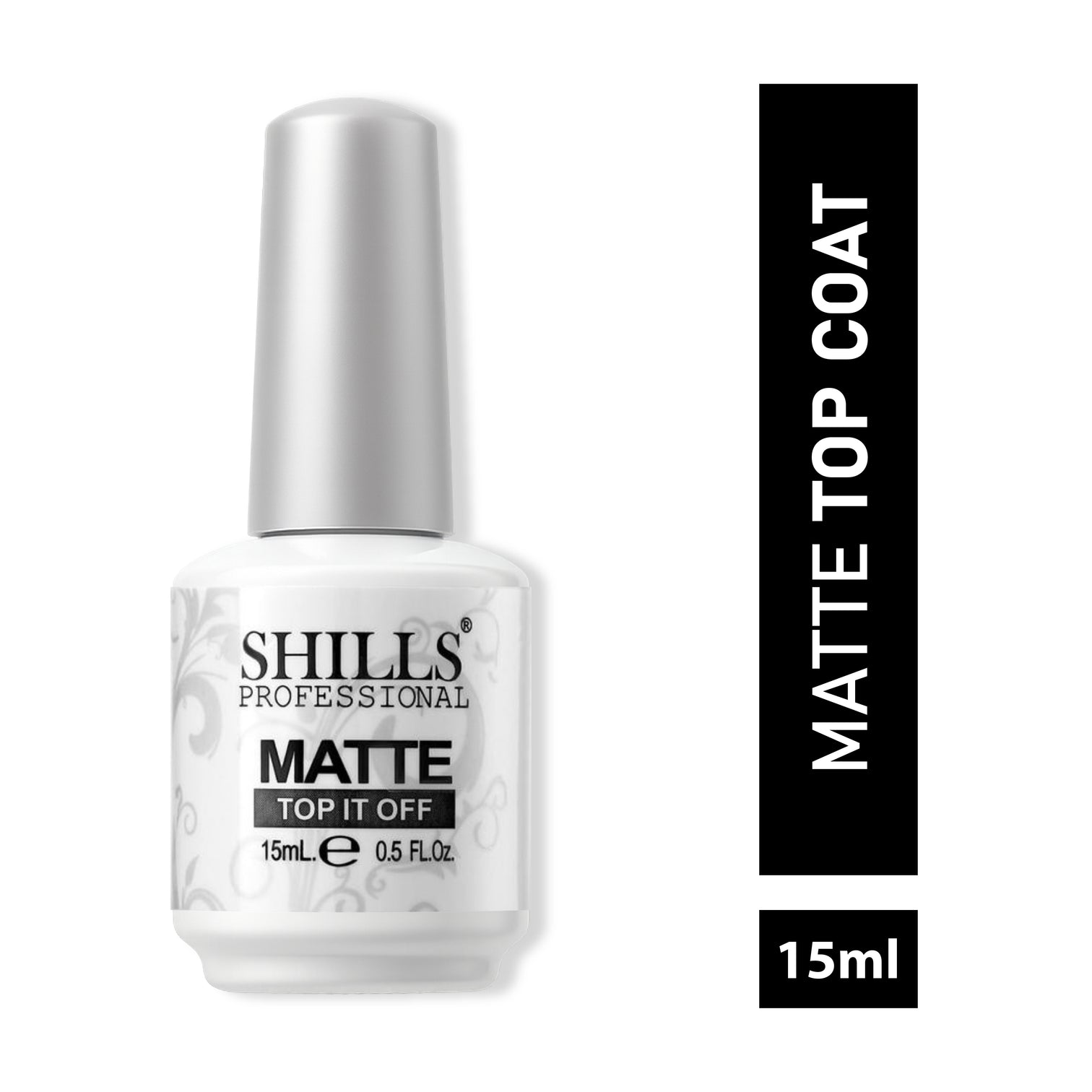 Shills Professional Matte Top Coat – Long-Lasting No Wipe Matte Finish Gel Top for Gel, Acrylic & Nail Art Designs