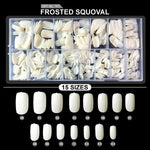image, Shills Frosted Squoval Soft Gel Nail Tips 600pcs Natural (Full Cover Extension Tips 15 Sizes PT33)