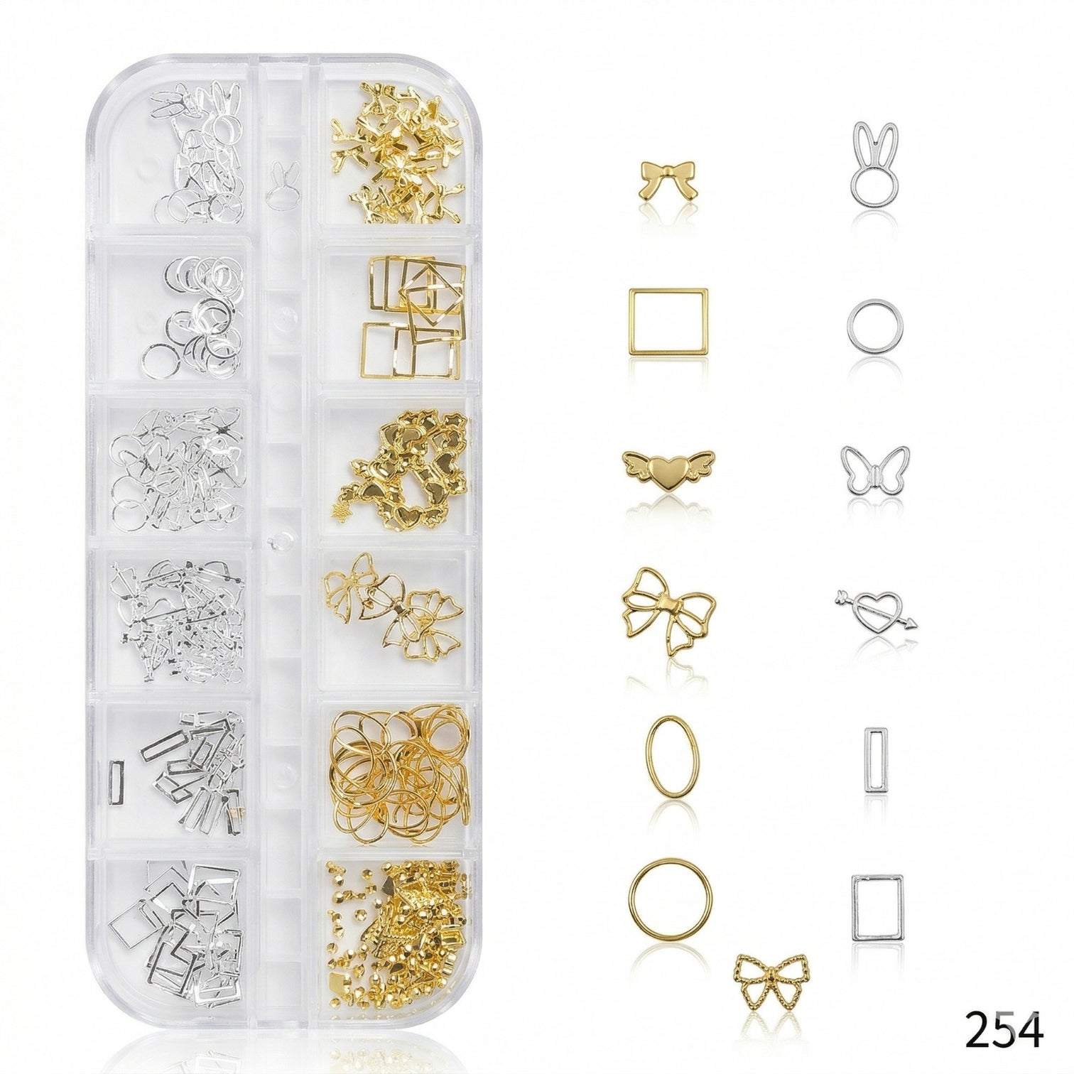Nail Art Metal Charms Kit – Gold & Silver 3D Nail Decoration Accessories Set