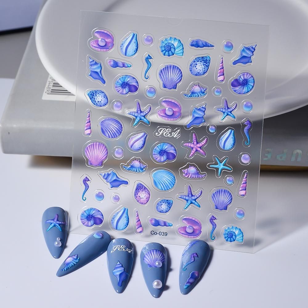 Ocean Nail Art Stickers – 3D Sea Shell Starfish & Pearl Nail Decals