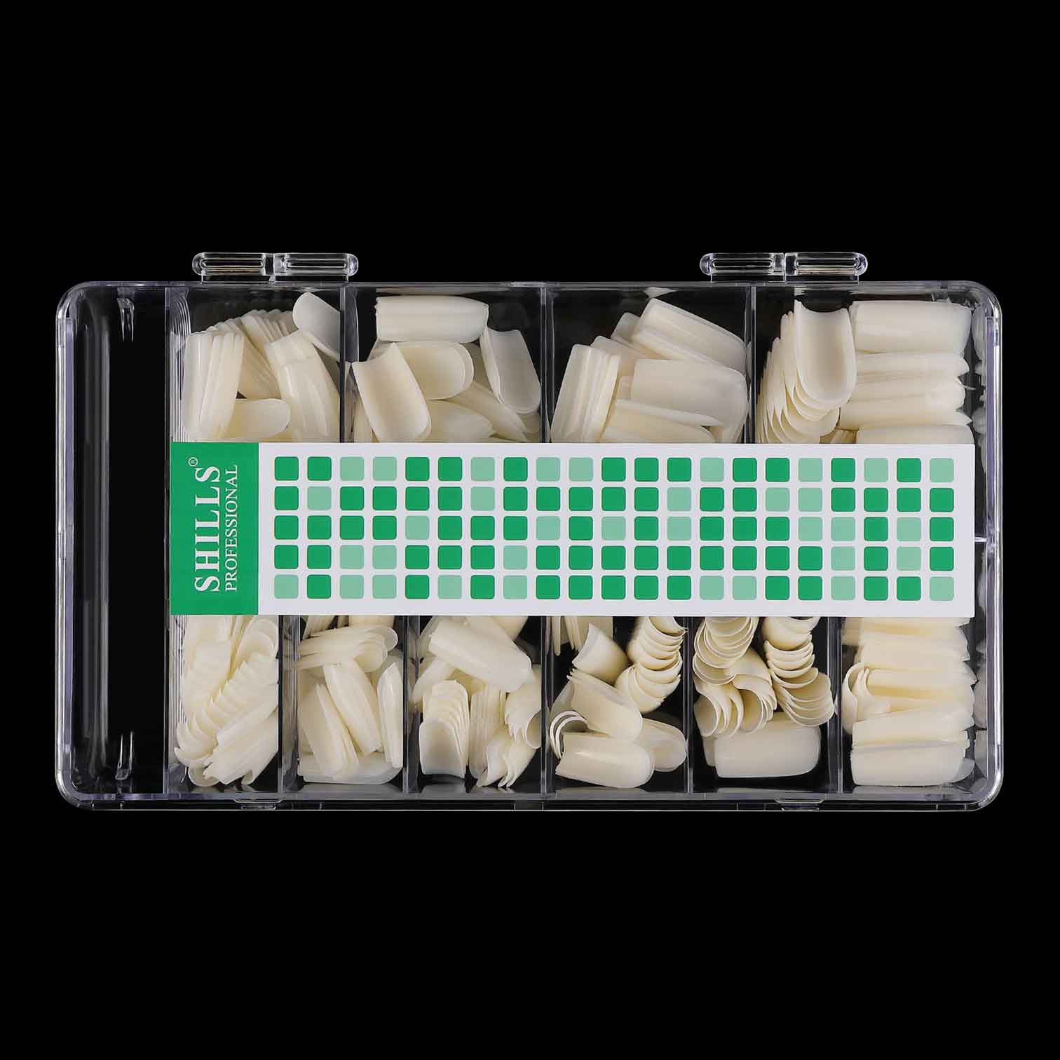 Shills Professional Soft Gel Nail Tips – Square Shape Natural (PT-12N) | 550pcs Full Cover Tips in 10 Sizes (0–9) | Flexible Gel Tips for Extensions & Press-Ons