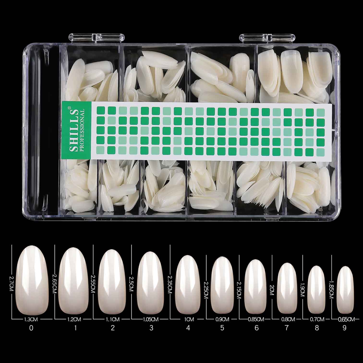 Shills Professional Soft Gel Oval Nail Tips – 550pcs Natural Full Cover Tips (PT-11N) | 10 Sizes (0–9) | Lightweight, Soak-Off Tips for Gel Extensions & Press-On Nails