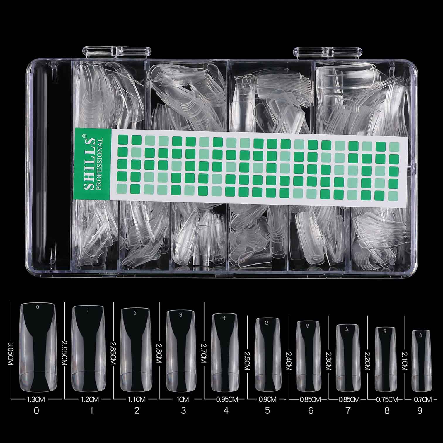 Shills Professional Soft Gel Half Cover Nail Tips – 550pcs Clear (PT-13) | 10 Sizes (0–9) | Flexible Soft Gel Tips for Natural-Looking Extensions & Overlays