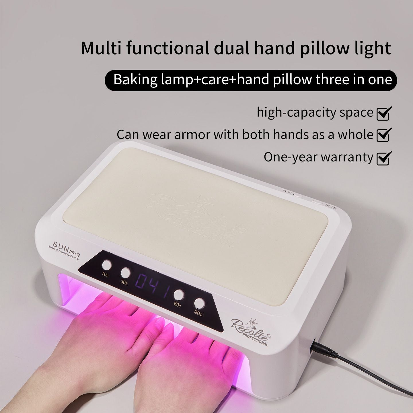 Recolte Professional 3-in-1 Dual Hand UV LED Nail Lamp with Hand Pillow