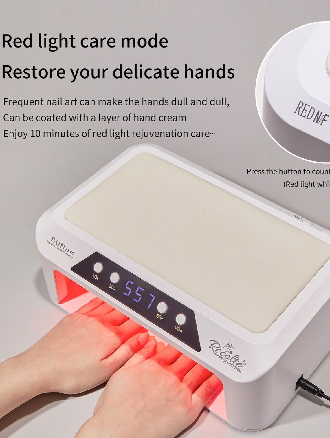 Recolte Professional 3-in-1 Dual Hand UV LED Nail Lamp with Hand Pillow