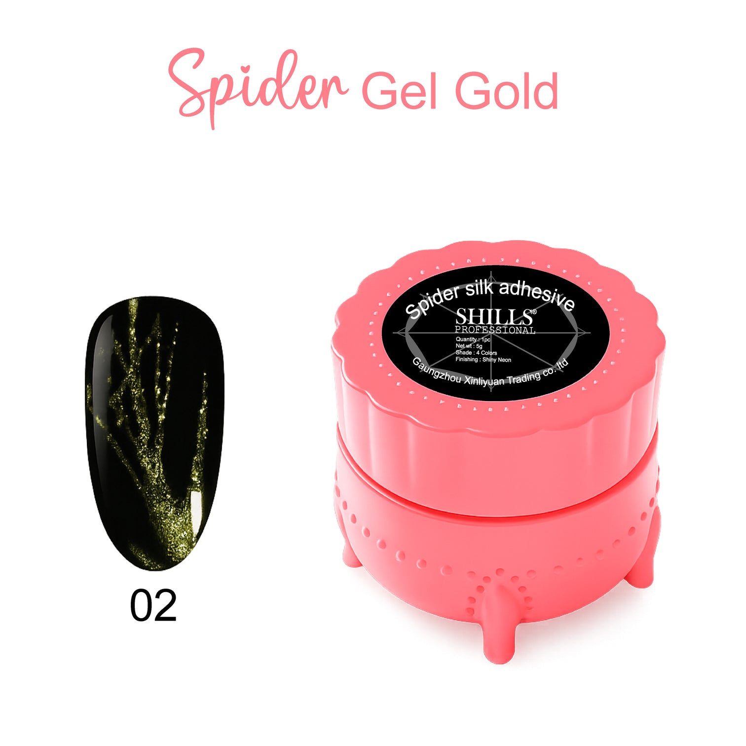 Shills Professional Spider Gel – Elastic Line Art Gel for Nail Design | Perfect for Nail Art, Web & Striping Effects | UV/LED Soak Off (Gold)