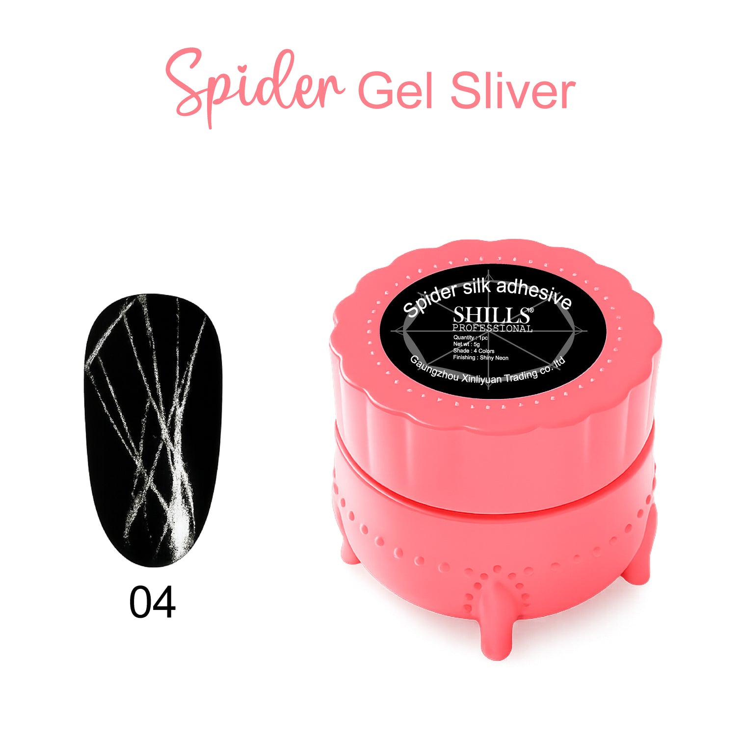 Shills Professional Spider Gel – Elastic Line Art Gel for Nail Design | Perfect for Nail Art, Web & Striping Effects | UV/LED Soak Off (Silver)