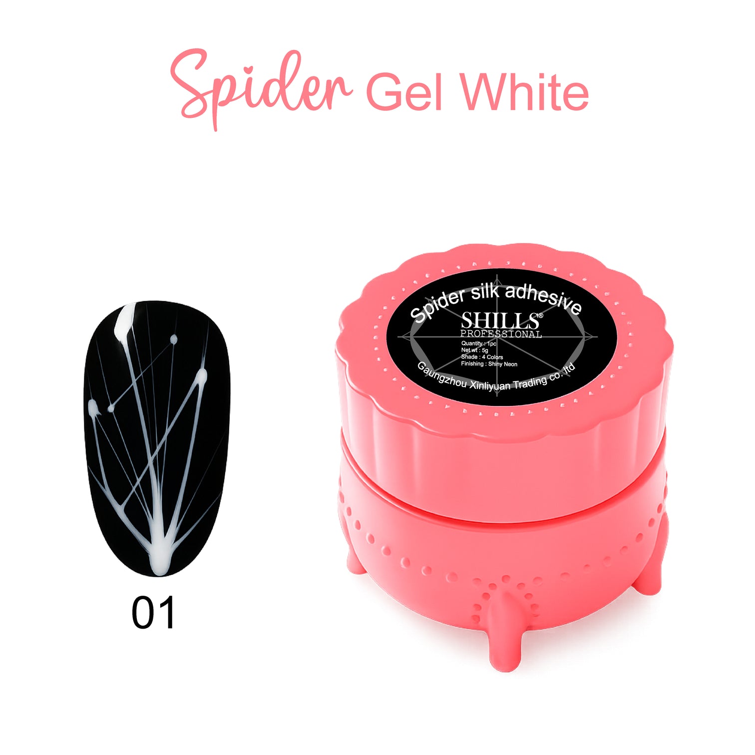 Shills Professional Spider Gel – Elastic Line Art Gel for Nail Design | Perfect for Nail Art, Web & Striping Effects | UV/LED Soak Off (White)