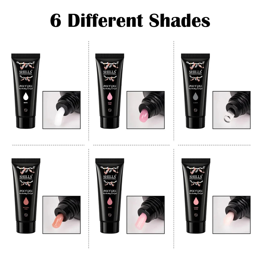 SHILLS Professional Poly Gel Nail Extension Kit - Fast Building Nail Gel Set