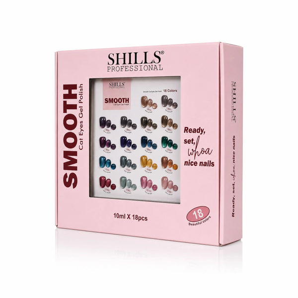SHILLS Professional Smooth Cat Eye Gel Polish Set - 18 Colors (18 x 10ml)