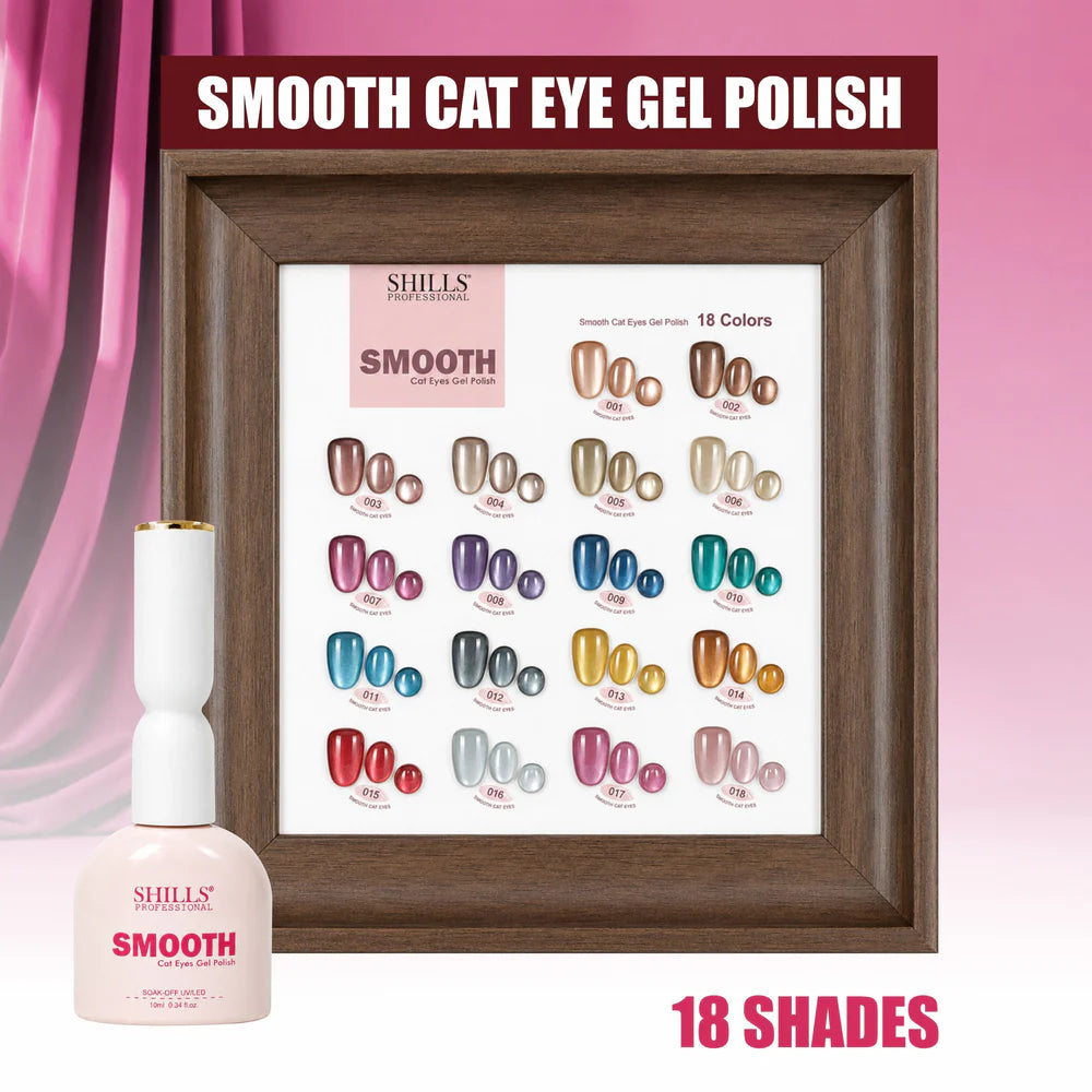SHILLS Professional Smooth Cat Eye Gel Polish Set - 18 Colors (18 x 10ml)