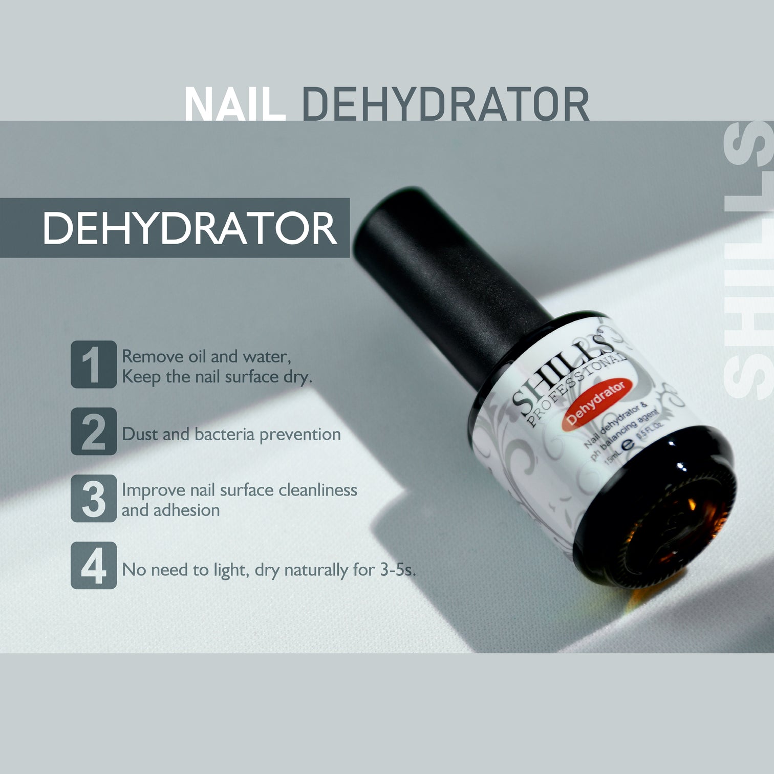 Shills Professional Nail Dehydrator – Nail Prep Solution for Gel & Acrylic Nails, Long-Lasting Adhesion & Oil-Free Finish