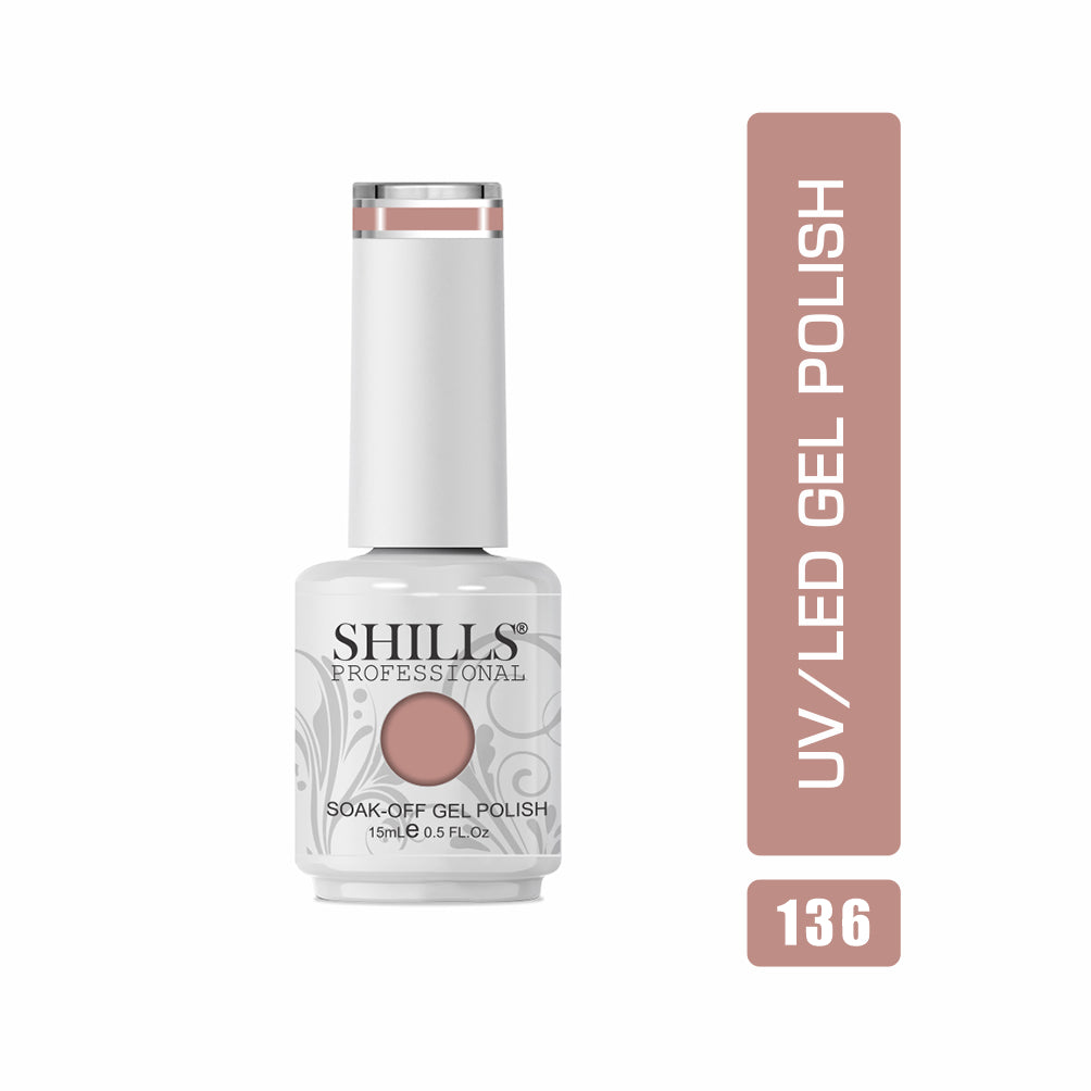 Shills Professional Gel Polish 15ml Long-Lasting UV/LED Soak-Off Nail Gel Color for Salon & Home Use (Shade - 136)