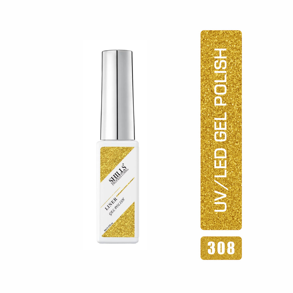 Shills Professional Liner Gel Polish | Precise Detailing & Nail Art | Durable UV/LED Cure | Safe Formula (Shade - 308)